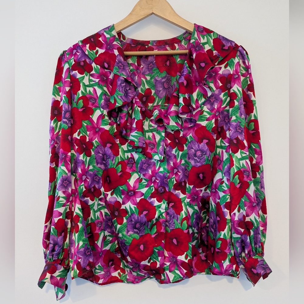 100% Silk Blouse, Floral